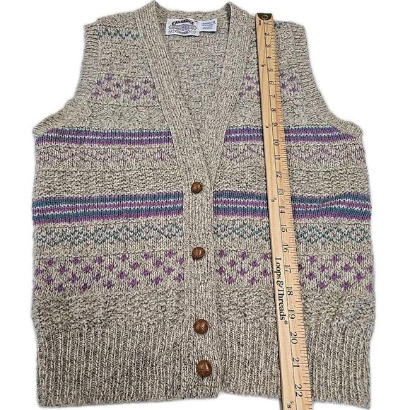 Vtg Cambridge Dry Goods Womens M Wool Sweater Vest Cottagecore USA Made Granny - Picture 9 of 9